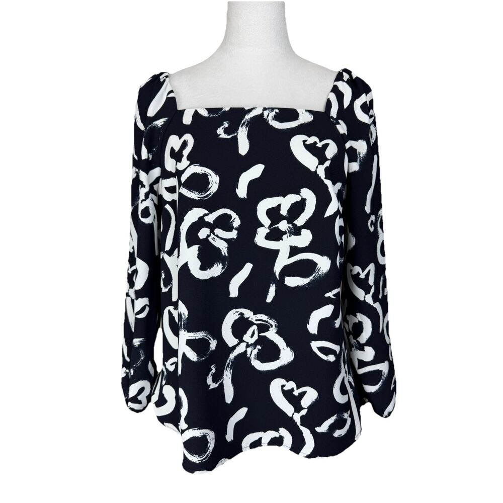 J.Crew 365 Women's 6 Blouse Top Abstract Print Square Neck Dressy‎ Casual
